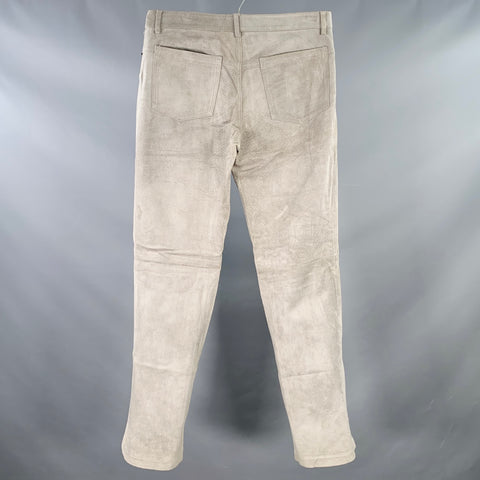 DOLCE & GABBANA Size 32 Grey Suede Five Pockets Straight Casual Pants