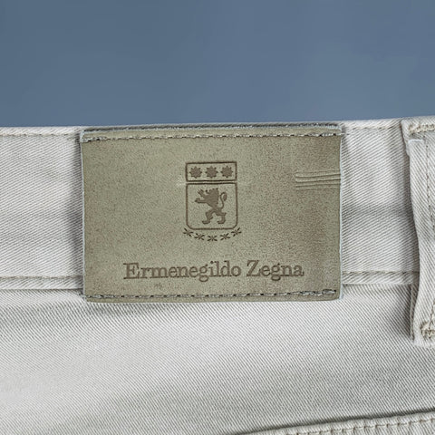 ERMENEGILDO ZEGNA Size 33 Beige Cotton Blend Straight Jeans