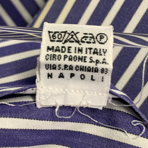 KITON Size XXL Navy White Stripe Cotton Long Sleeve Shirt