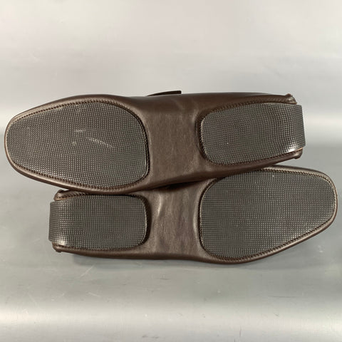 HELMUT LANG Size 10 Brown Cut Out Leather Drivers Loafers