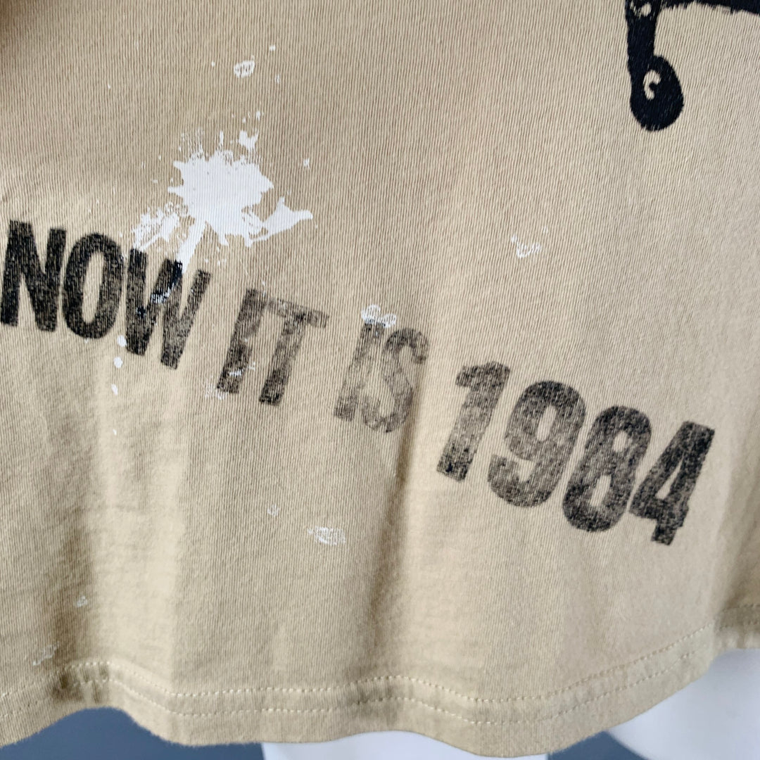 R13 Size M Stamp Khaki Black Cotton Punk Short Sleeve T-shirt