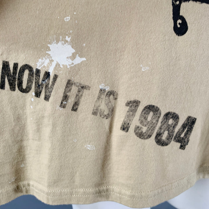 R13 Size M Stamp Khaki Black Cotton Punk Short Sleeve T-shirt