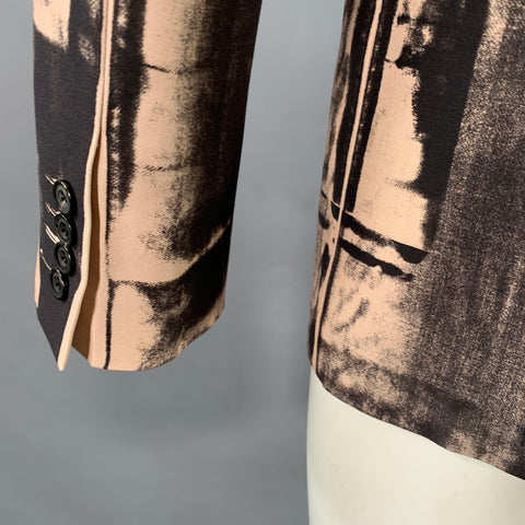 ALEXANDER MCQUEEN SS21 Size 36 Pink Black X-Ray Viscose Notch Lapel Sport Coat