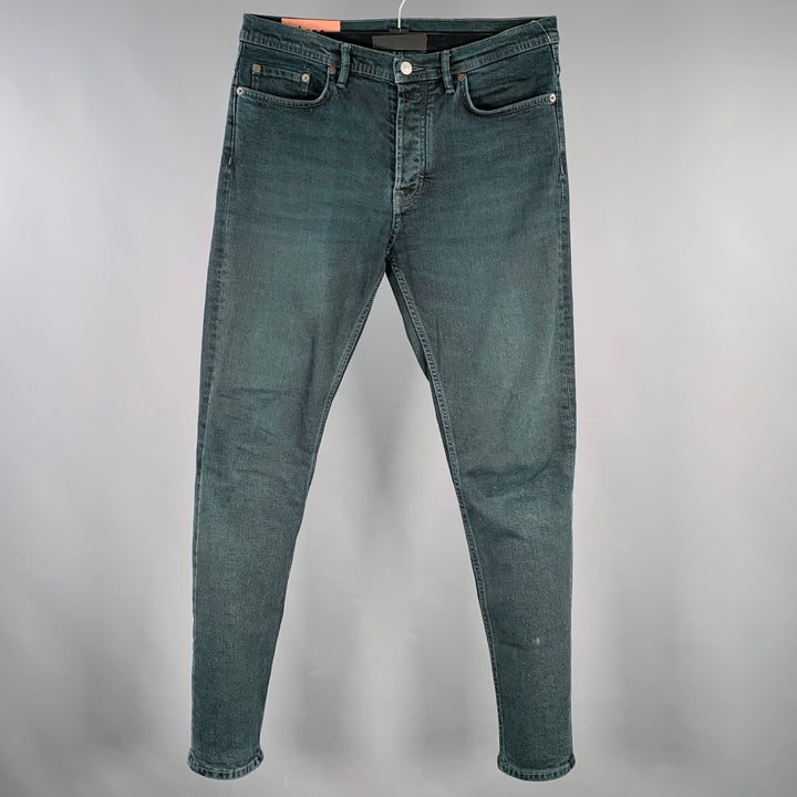 ACNE STUDIOS Size 32 Blue Indigo Twill Cotton Blend Five Pockets Jeans