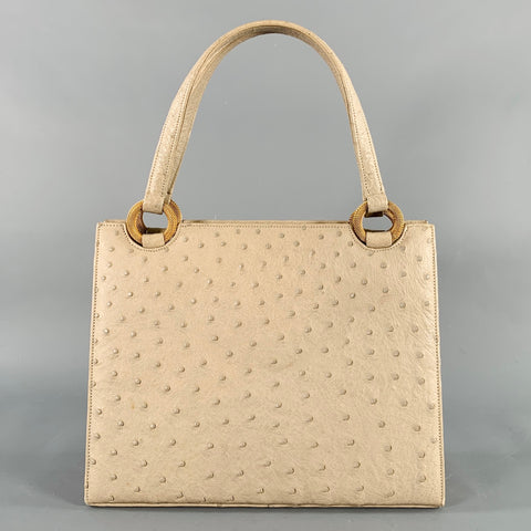 Sac à main en cuir d'autruche taupe doré VINTAGE