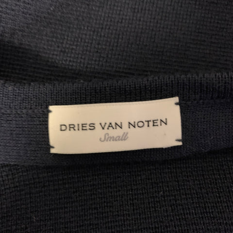 DRIES VAN NOTEN Size S Navy Knit Merino Wool V-Neck Cardigan