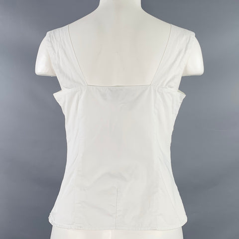 RALPH LAUREN Size 10 White Black Cotton Sleeveless Casual Top