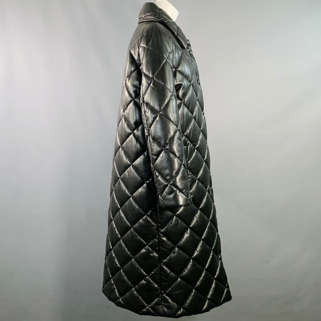 STAND STUDIO Size S Dorothea Black Faux Leather Quilted Snaps Coat