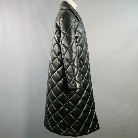 STAND STUDIO Size S Dorothea Black Faux Leather Quilted Snaps Coat
