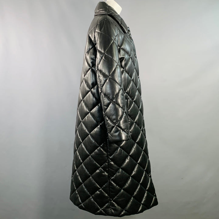 STAND STUDIO Size S Dorothea Black Faux Leather Quilted Snaps Coat