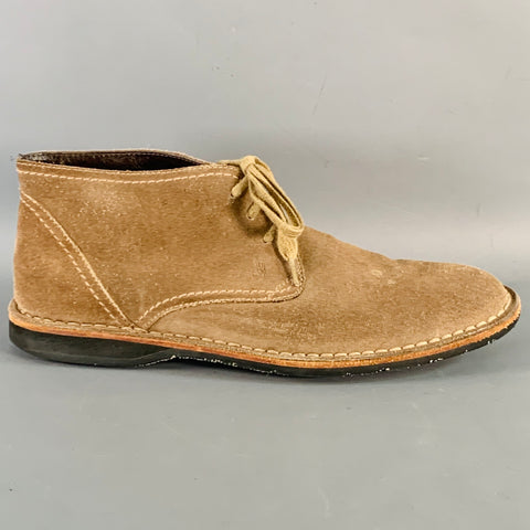 JOHN VARVATOS STAR USA Size 10 Brown Suede Moccasin Lace-Up Boots