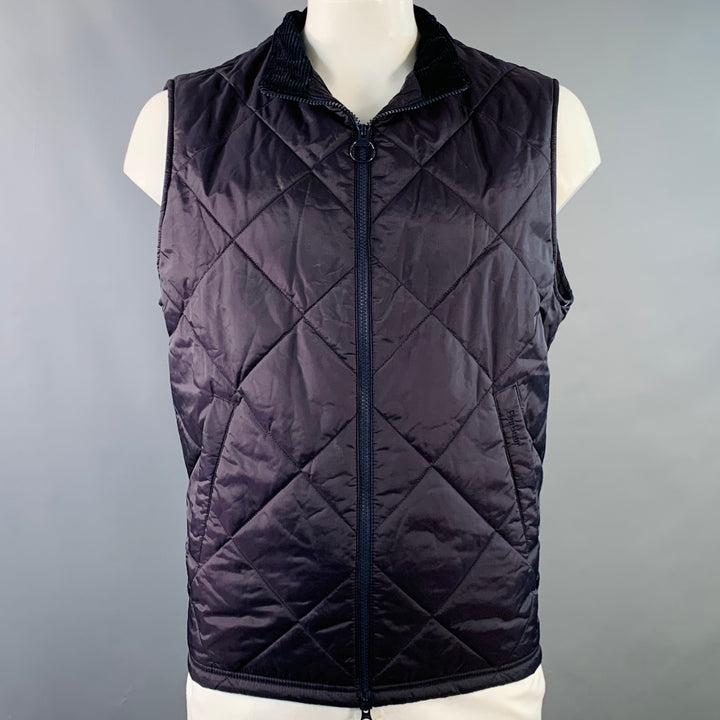 BARBOUR Size XL Finn Navy Quilted Polyamide Zip Up Puffer Vest