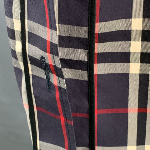 BURBERRY Size L Multi Color Cotton Plaid Belted Trench Coat