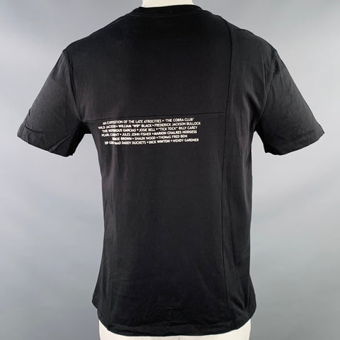 MCQ by ALEXANDER MCQUEEN Size L Black White Cobra Club Print Cotton Crew Neck T-shirt