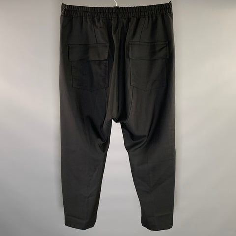 NILI LOTAN Size L Black Wool Drop crotch Casual Pants