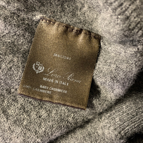 LORO PIANA Size M Grey Knit Cashmere 1/4 Zip Sweater
