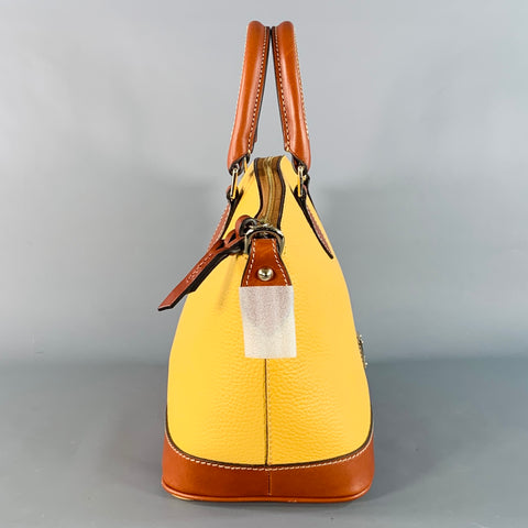 DOONEY BOURKE Brown Mustard Pebble Grain Leather Handbag
