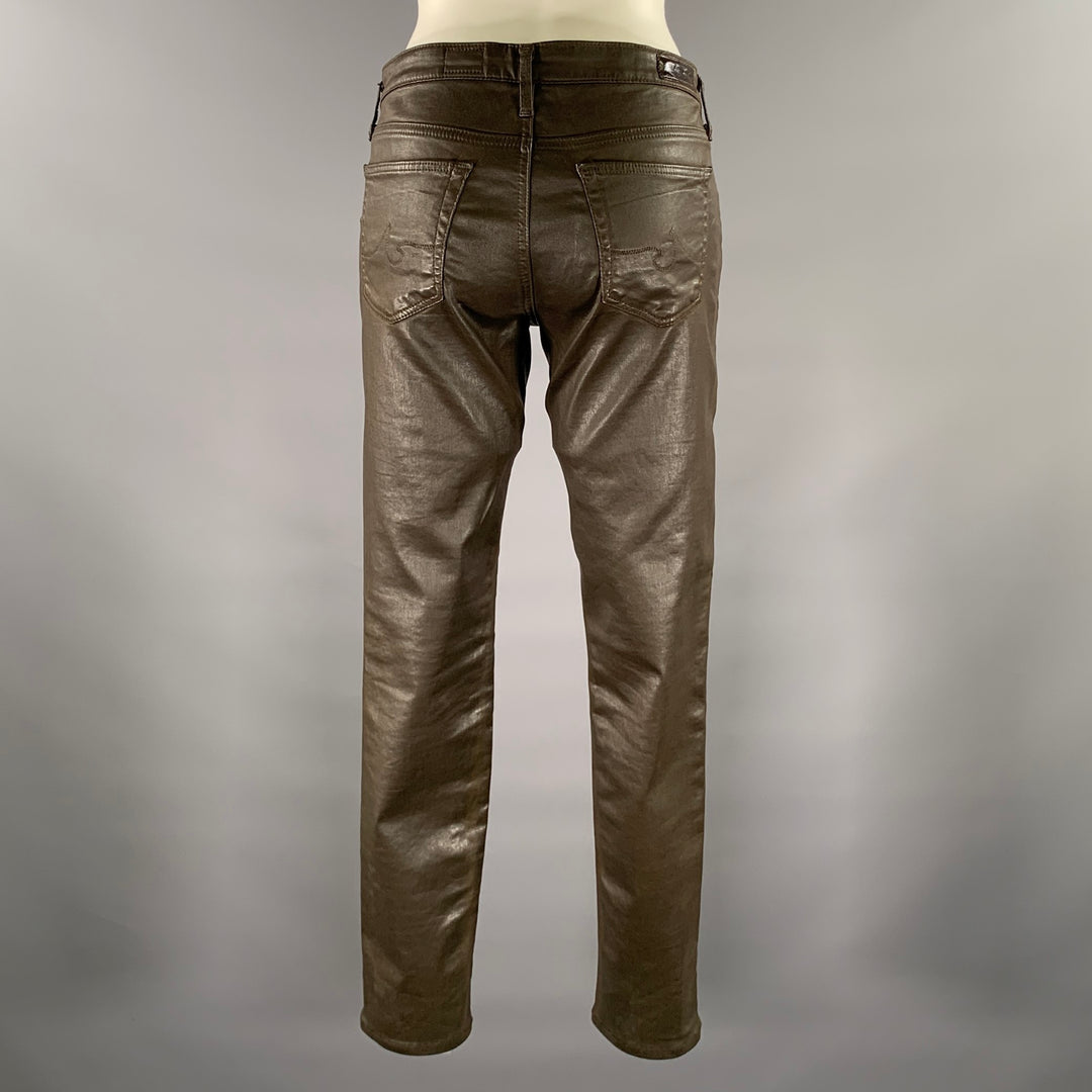 ADRIANO GOLDSCHMIED Size 32 Brown Faux Leather Cotton Blend Skinny Pants