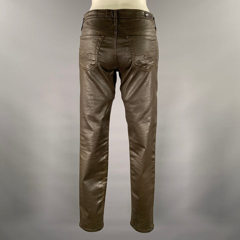 ADRIANO GOLDSCHMIED Size 32 Brown Faux Leather Cotton Blend Skinny Pants