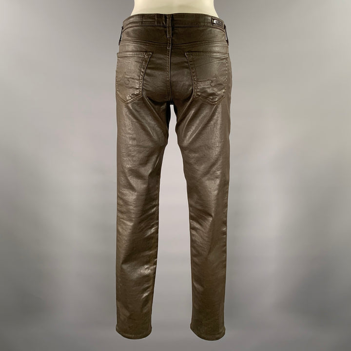ADRIANO GOLDSCHMIED Size 32 Brown Faux Leather Cotton Blend Skinny Pants