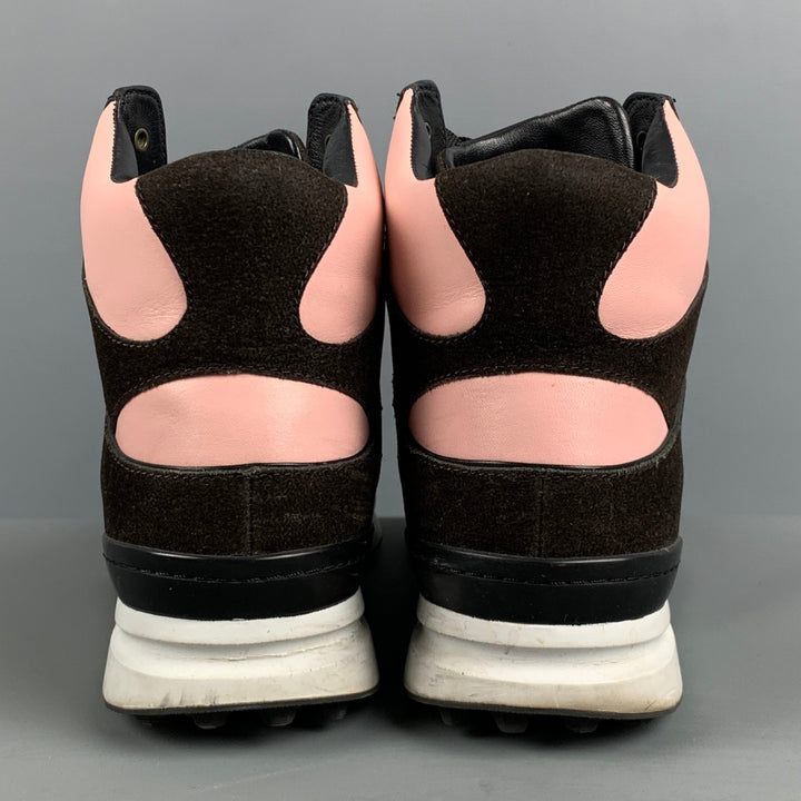 3.1 PHILLIP LIM Talla 9.5 Zapatillas altas con bloques de color de cuero negro y rosa