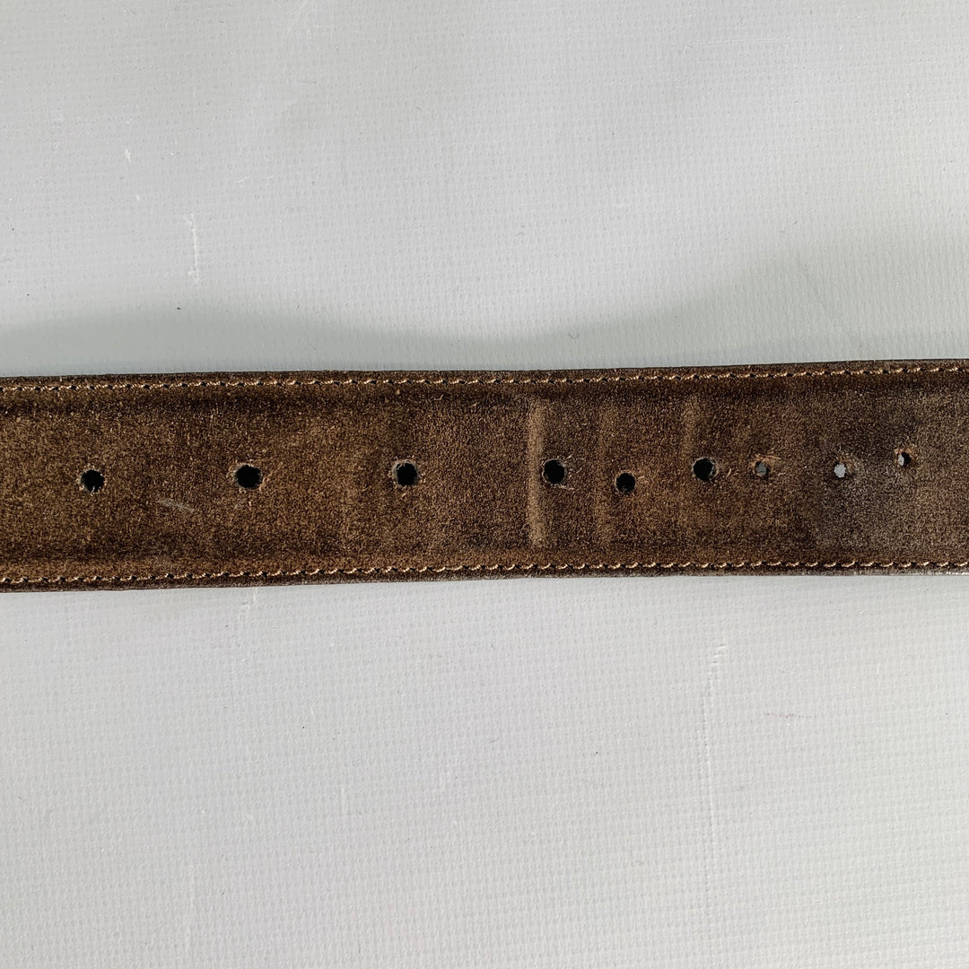 LORO PIANA Size 38 Dark Brown Silver Suede Belt