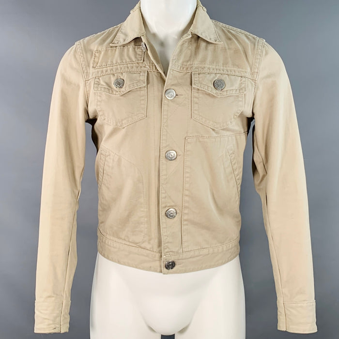 DSQUARED2 Size S Beige Twill Cotton Button Up Jacket