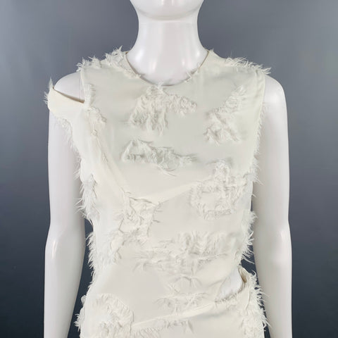 JIL SANDER Size 2 White Viscose Cut Out Sleeveless Dress