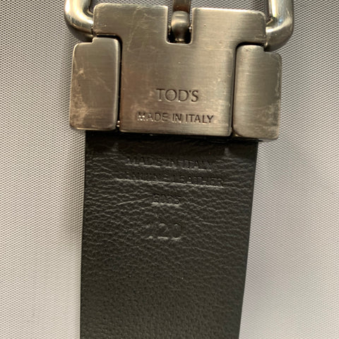 TOD'S Grey Black Suede Leather Belt