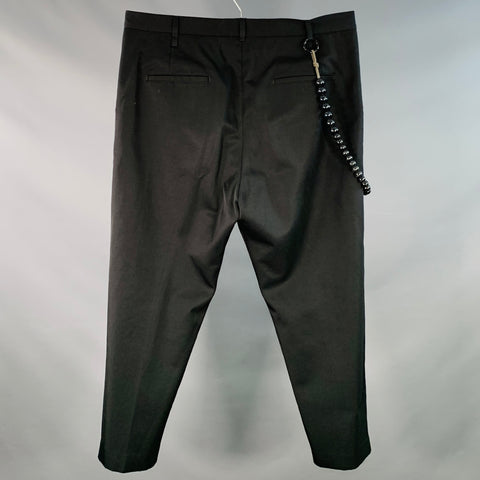 SONG FOR THE MUTE FW20 DJEBEL Size 38 Black Twill Nylon Cotton Pleated Tapered Casual Pants