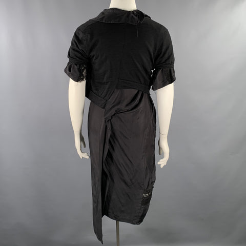 JUNYA WATANABE AW 2007 Size L Black Asymmetrical Short Sleeve Cardigan Dress