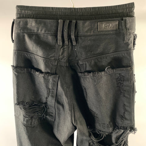 RtA Size 25 Black Denim Distressed Double Waist Jeans