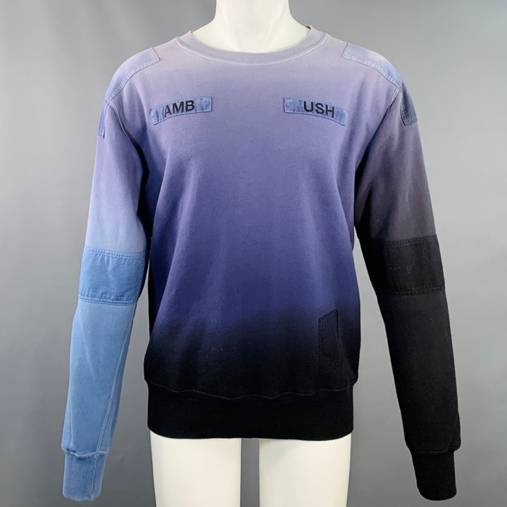 AMBUSH Size M Purple Black Ombre Cotton Logo Patch Sweatshirt
