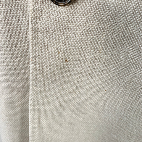 SUIT SUPPLY Size 46 Beige Stone Woven Linen Double Breasted Peak Lapel Coat