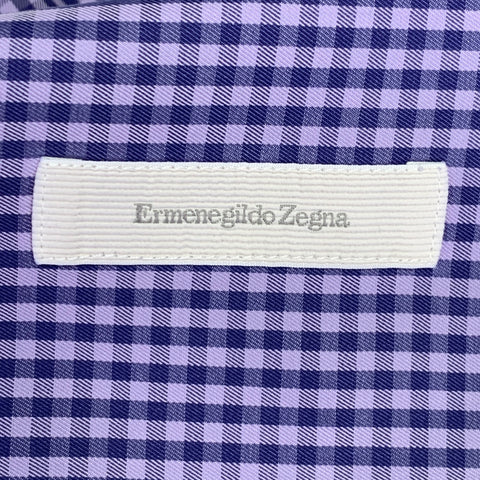 ERMENEGILDO ZEGNA Size XL Purple Lavender Checkered Cotton Long Sleeve Shirt