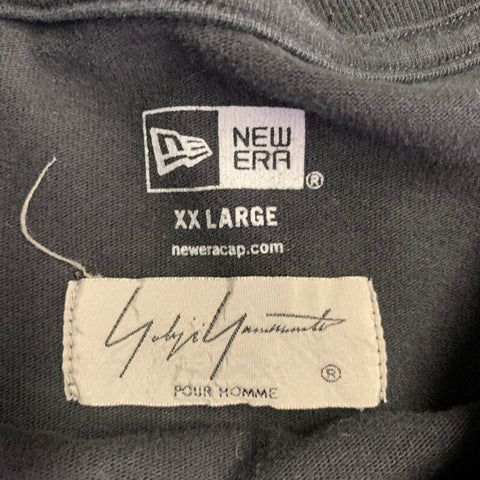 YOHJI YAMAMOTO Size XXL Black Grey Logo Cotton Crew Neck Pullover