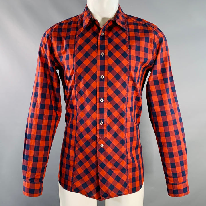 PS by PAUL SMITH Size M Red Navy Checkered Cotton Long Sleeve Shirt