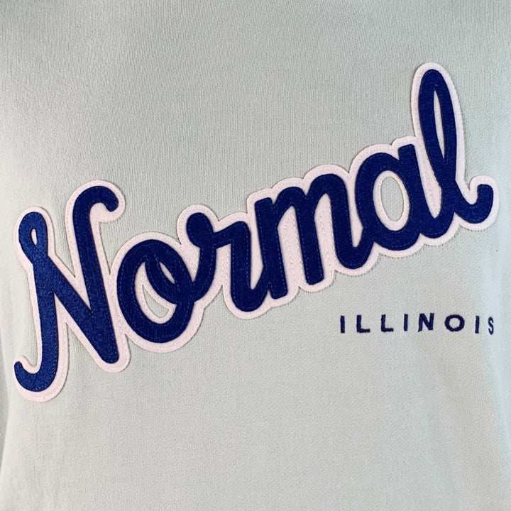 RIVIAN Size L Normal Light Blue Logo Cotton Hooded Sweatshirt