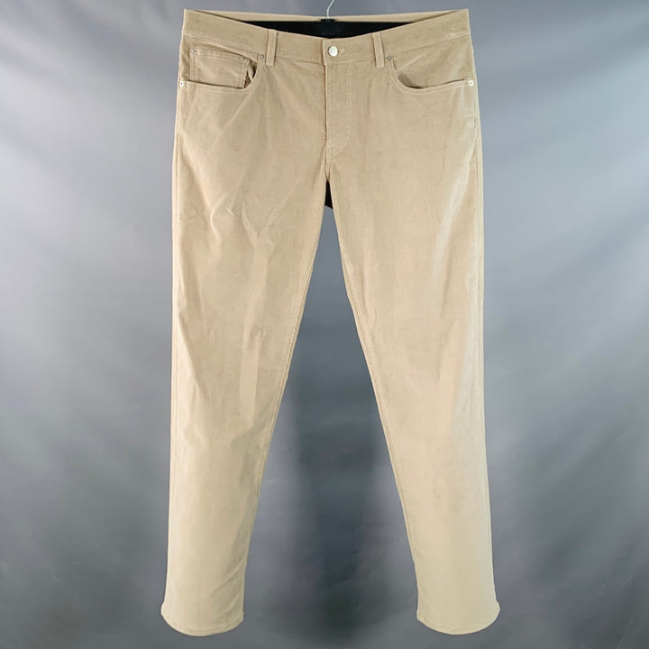 DUNHILL Size 38 Beige Corduroy Cotton Blend Straight Jean Cut Casual Pants