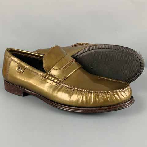 DOLCE & GABBANA Size 8 Green Patent Leather Penny Loafers
