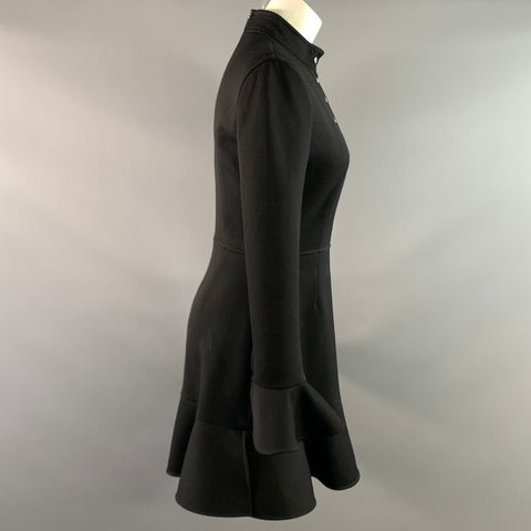 LOUIS VUITTON FW2016 Size 4 Black Wool Blend Snap buttons Knee Length Cocktail Dress