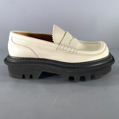 DRIES VAN NOTEN Size 6.5 Ivory Black Leather Loafers