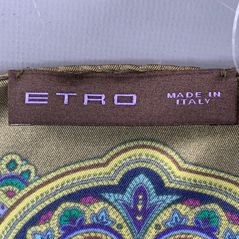 ETRO Multi Color Paisley Silk Pocket Square