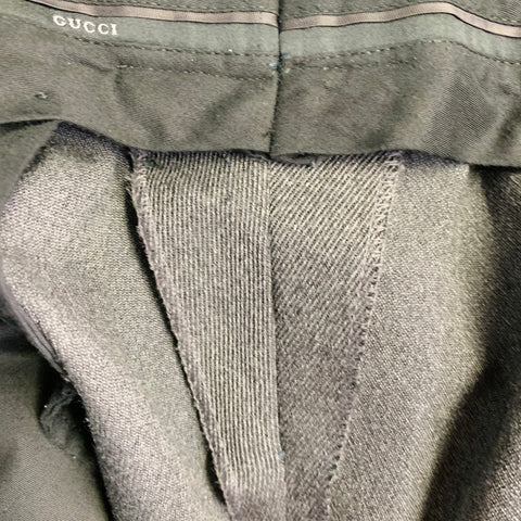 GUCCI Size 34 Grey Twill Wool Tapered Button Fly Dress Pants