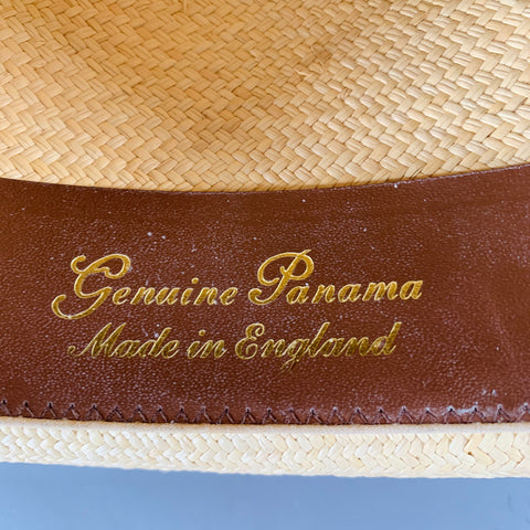 TURNBULL & ASSER Size L Beige Multi Color Woven Ribbon Straw Panama Hat
