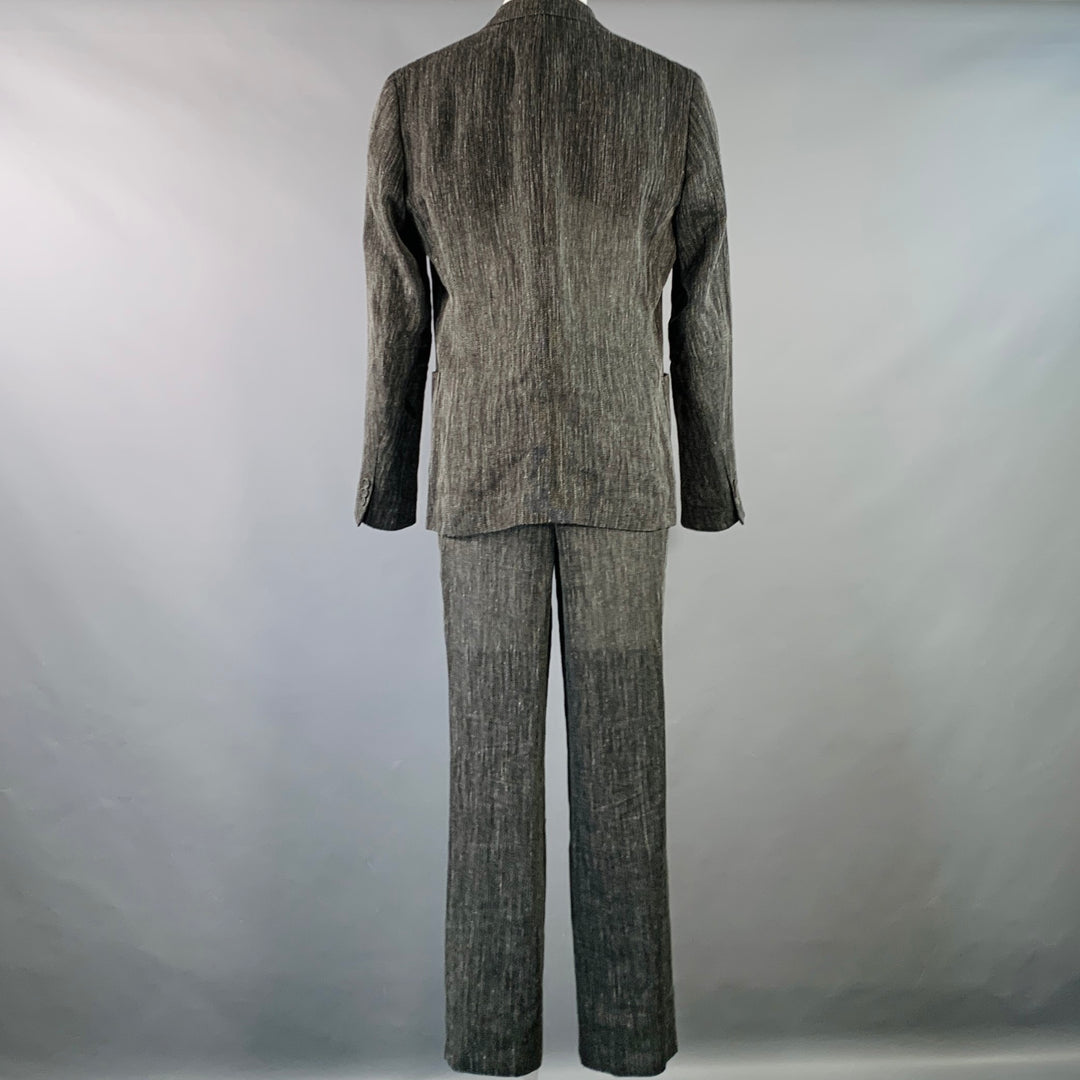 ISSEY MIYAKE Size L Black Grey Woven Hemp Blend Notch Lapel Suit
