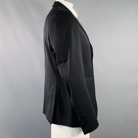 BURBERRY PRORSUM Size 44 Black Wool Notch Lapel Tuxedo Sport Coat
