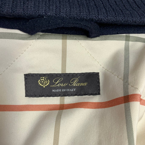 LORO PIANA Size M -Traveller- Navy Cashmere Blend Zip Up Jacket