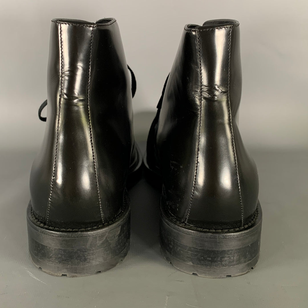 SAINT LAURENT Size 8 Black Leather Lace Up Boots