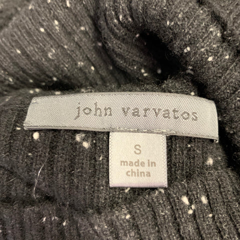 JOHN VARVATOS Size S Black White Heather Cashmere Turtleneck Sweater